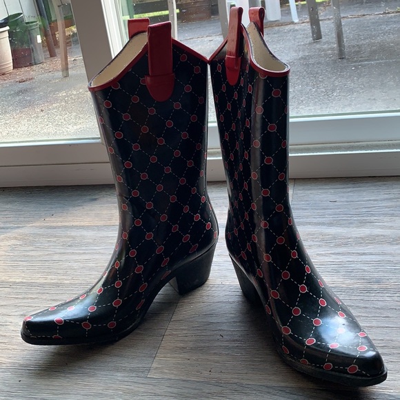 Stadium Stompers Red and Black Rain Boots size 7 - Picture 2 of 6